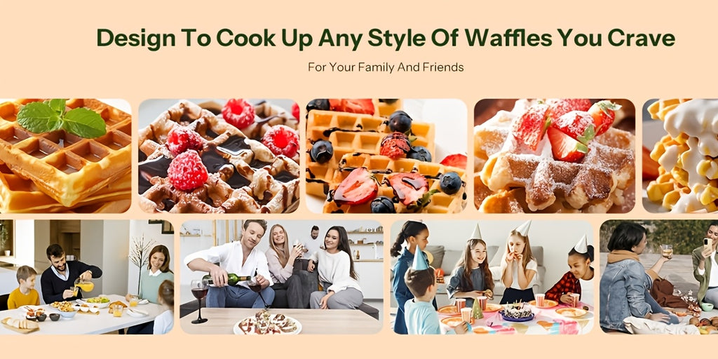 Rotating Belgian Waffle Maker with Listed 180-Degree Flip and Adjustable Browning, Silvery Single-Layer or Double Waffle Iron Options for Home Breakfasts