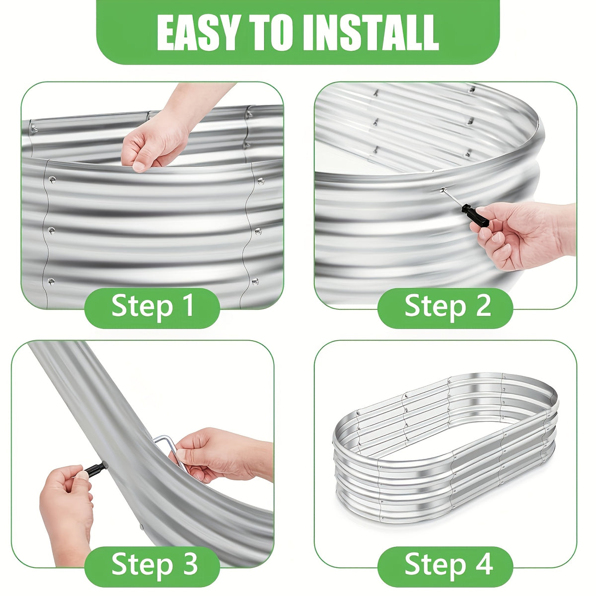 1/2pcs Galvanized Raised Beds for Outdoor, Oval Raised Garden Bed, Planter Raised Boxes with Open-Ended Base, Large Metal Raised Planter Beds for Vegetables, Flowers, Tool-Free Assembly