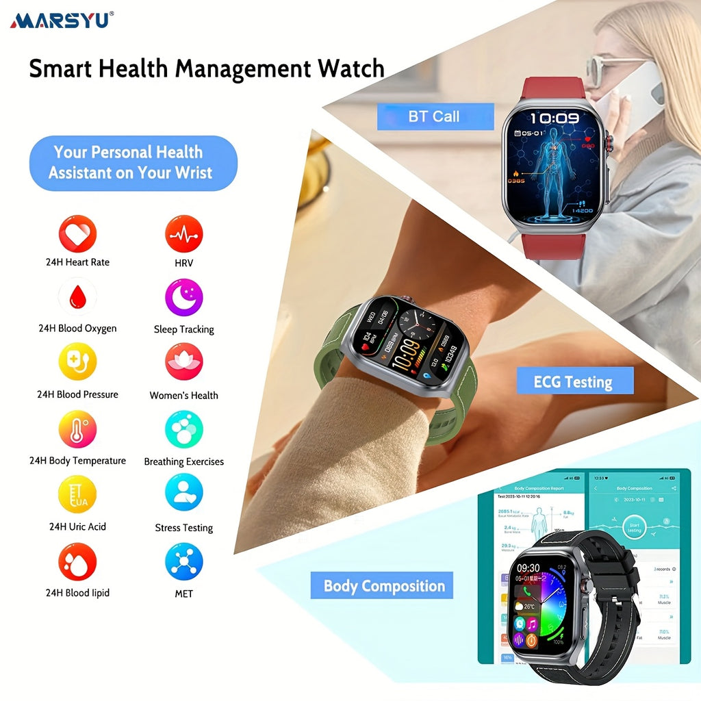 AMOLED Calling Smartwatch for Men and Women, 2.04-Inch Display, 530mAh Battery, NFC and Multi-Sport Modes with Magnetic Charging for iOS Android