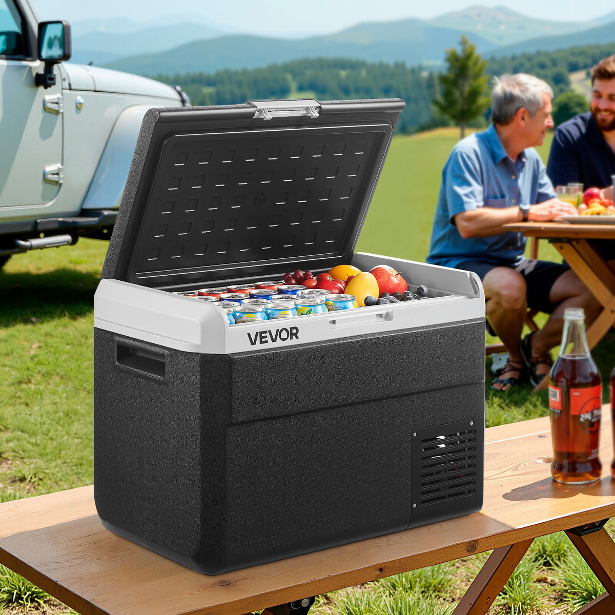 12V Car Refrigerator Freezer by VEVOR, 25L, 30L, 40L or 50L Portable Compressor Cooler with AC/DC Power and Battery Protection for RV Camping and Road Trips