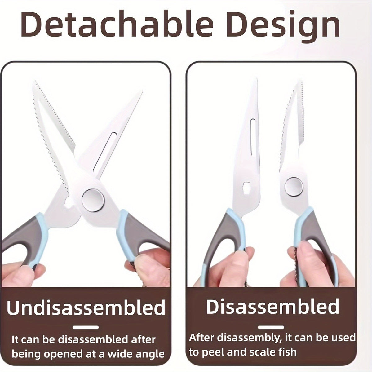 Detachable Kitchen Shears with Magnetic Holder, 7-in-1 Stainless Steel Food Scissors for Meat and Fish Prep, Bottle Opening and Everyday Home Cooking