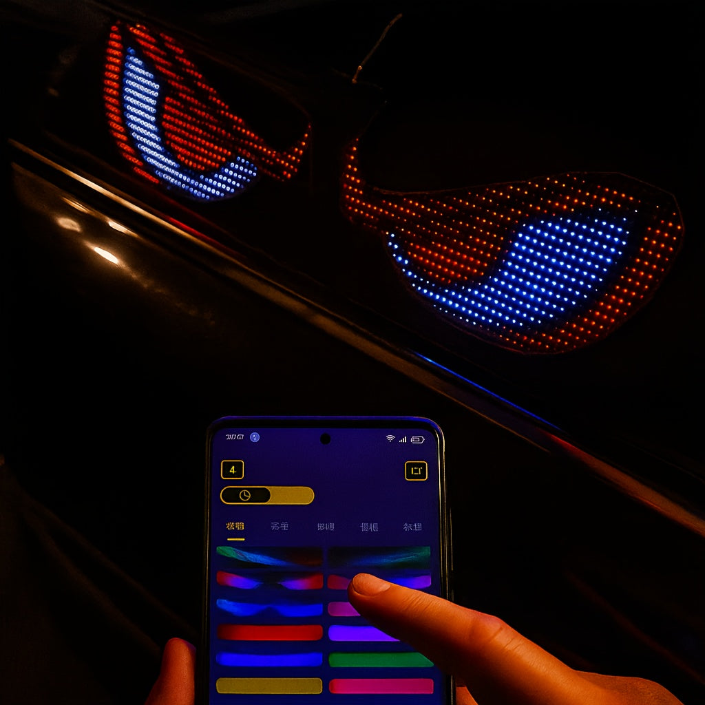 App-Programmable LED Message Board with Scrolling Animated Text and USB Power, Listed Car Charger and Adapter, 15 x 4-Inch or 7 x 3-Inch Set Options for Parties