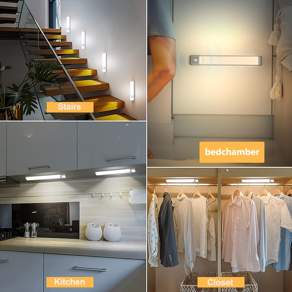 Magnetic Motion Sensor Cabinet Lights in Twelve-Piece Options with Listed USB Rechargeable Design and Three Modes, 10, 20 or 30cm Sizes for Indoor Storage Areas