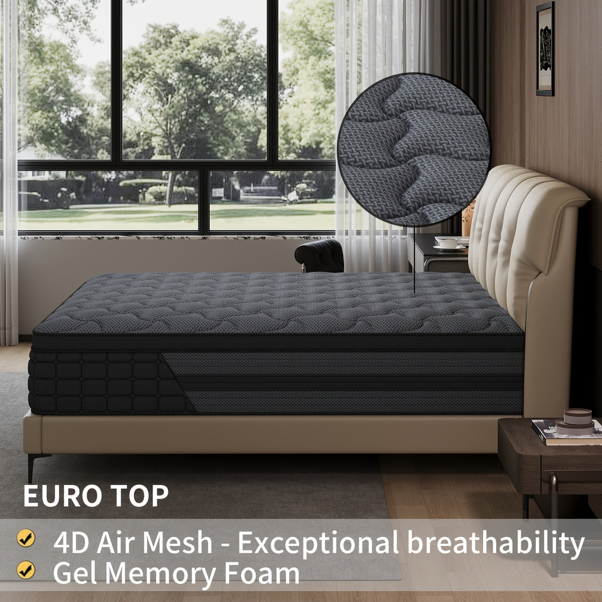 Gel Memory Foam Pocket Spring Mattress, Medium Firm Hybrid Bed in a Box with 8, 10, 12 or 14 Inch Models and Twin, Full, Queen or King Sizes