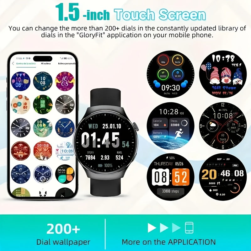 OLED Touchscreen Calling Smartwatch with 2.01-Inch Display, Message Alerts, Step and Calorie Tracking, Music and Photo Controls in Business Black or Silvery