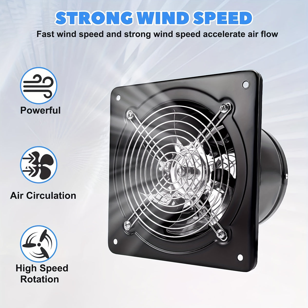 8 Inch Exhaust Fan, 40W Through-Wall Ventilation Fan with Switch, Pure Copper Motor & Backdraft Damper, Metal Fume Extractor for Kitchen, Bathroom, Attic, Garage, Shop, Smoking Room