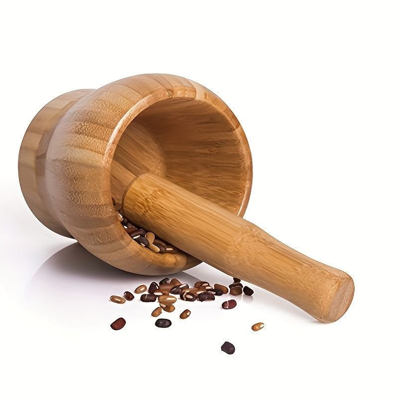 Manual Garlic and Spice Grinder with Pestle, PP Kitchen Set in Wood Color or Granite Color for Hand Crushing Herbs and Everyday Meal Preparation