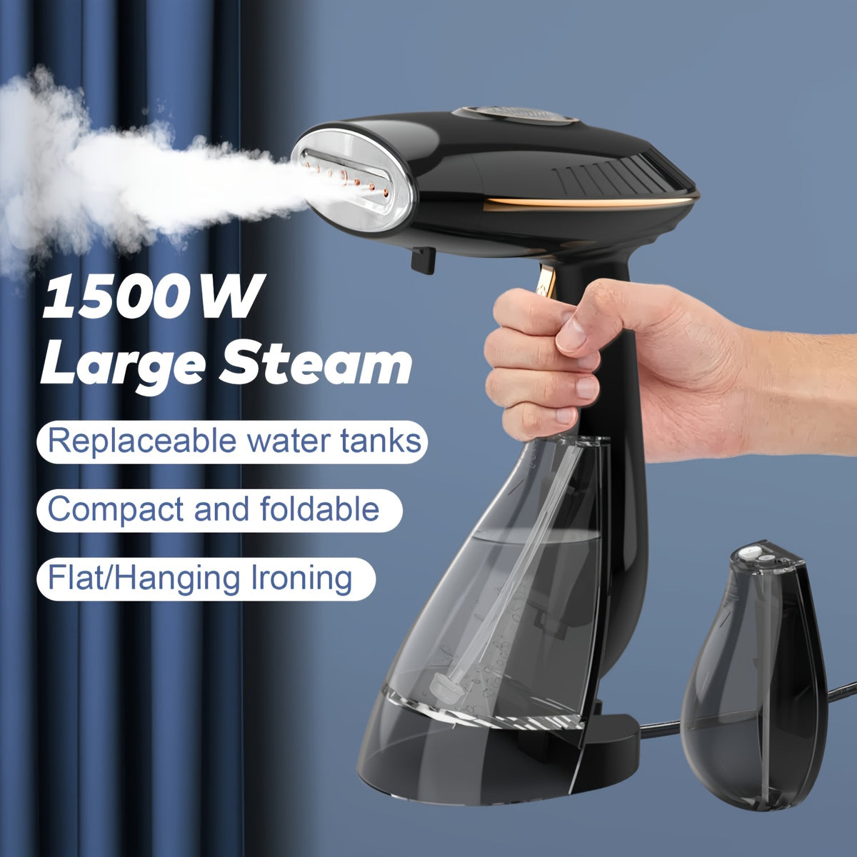 Clothes Steamer by PANCERKA, 1500W Handheld Garment Steamer with Continuous Steam and Quick Heating for Home and Travel Clothing Care, US Plug