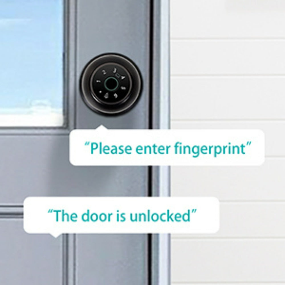 Five-Method Fingerprint Door Knob with App, IC Card, Password and Backup Key Access, Silent and Passage Modes, Anti-Peep Keypad and Type-C Emergency Power