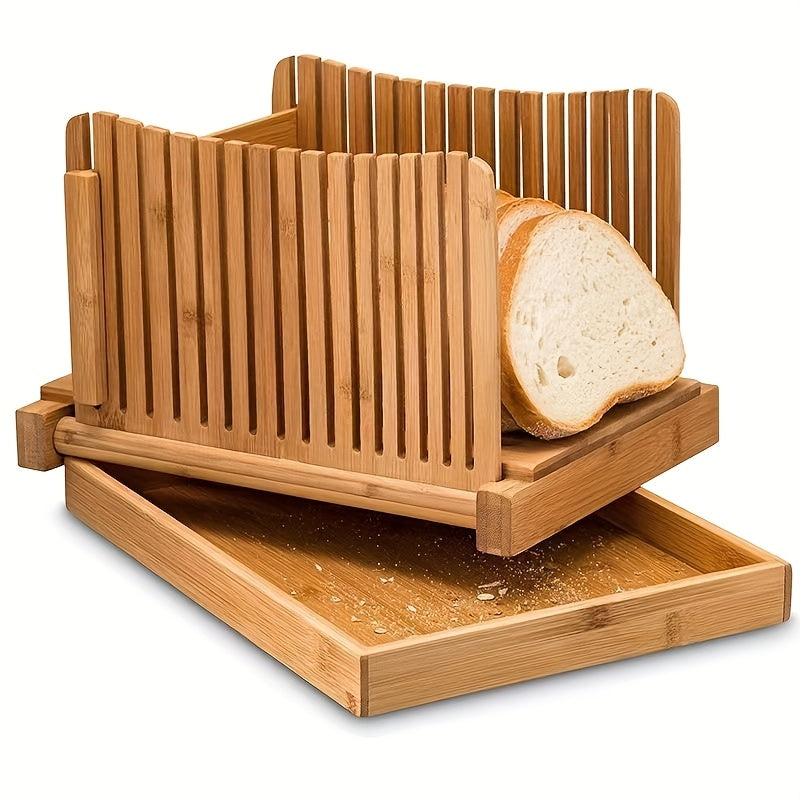 Foldable Bread Slicer with Crumb Tray, A1 Bread Cutting Board and Crumb Collector for Home Loaf Preparation, Kitchen Counter Organization and Storage