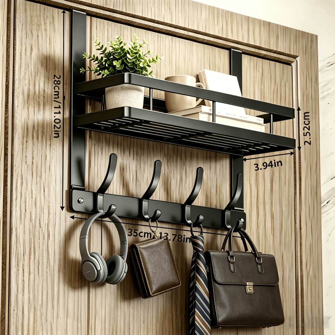 Black Wall-Mounted Coat Rack with 4-Hook, 6-Hook or Thickened 8-Hook Options for Entryway Clothing Organization and Everyday Hanging Storage