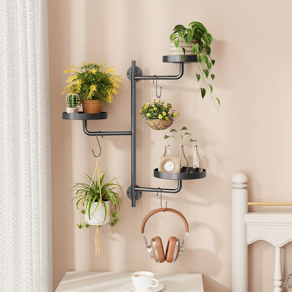 Rotating Wall Plant Stand with Three-Tier Metal Design for Indoor Potted Plant Displays, Window-Area Decor and Living Room Arrangements, 3pcs Option