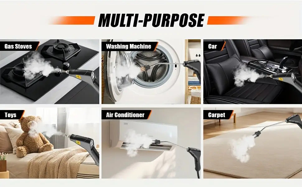 Steam Cleaner with Three Brush Heads, Portable High-Pressure Cleaning Machine in White Upgrade for Compatible Kitchen Surfaces, Bathroom Tile and Grout