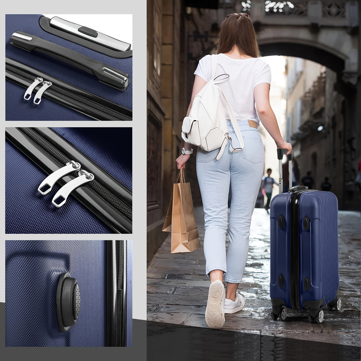3-Piece Luggage Set with 20, 24 and 28-Inch Suitcases, Lightweight Scratch-Resistant Travel Cases for Vacation Packing with Multiple Color and Lock Options