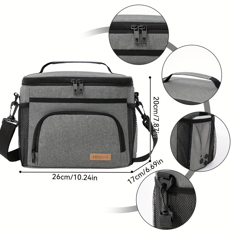 Insulated Lunch Bag with Adjustable Shoulder Strap and Carry Handle for Everyday Meal Transport, Reusable Work Lunch and Picnic Carrier in Three Color Options
