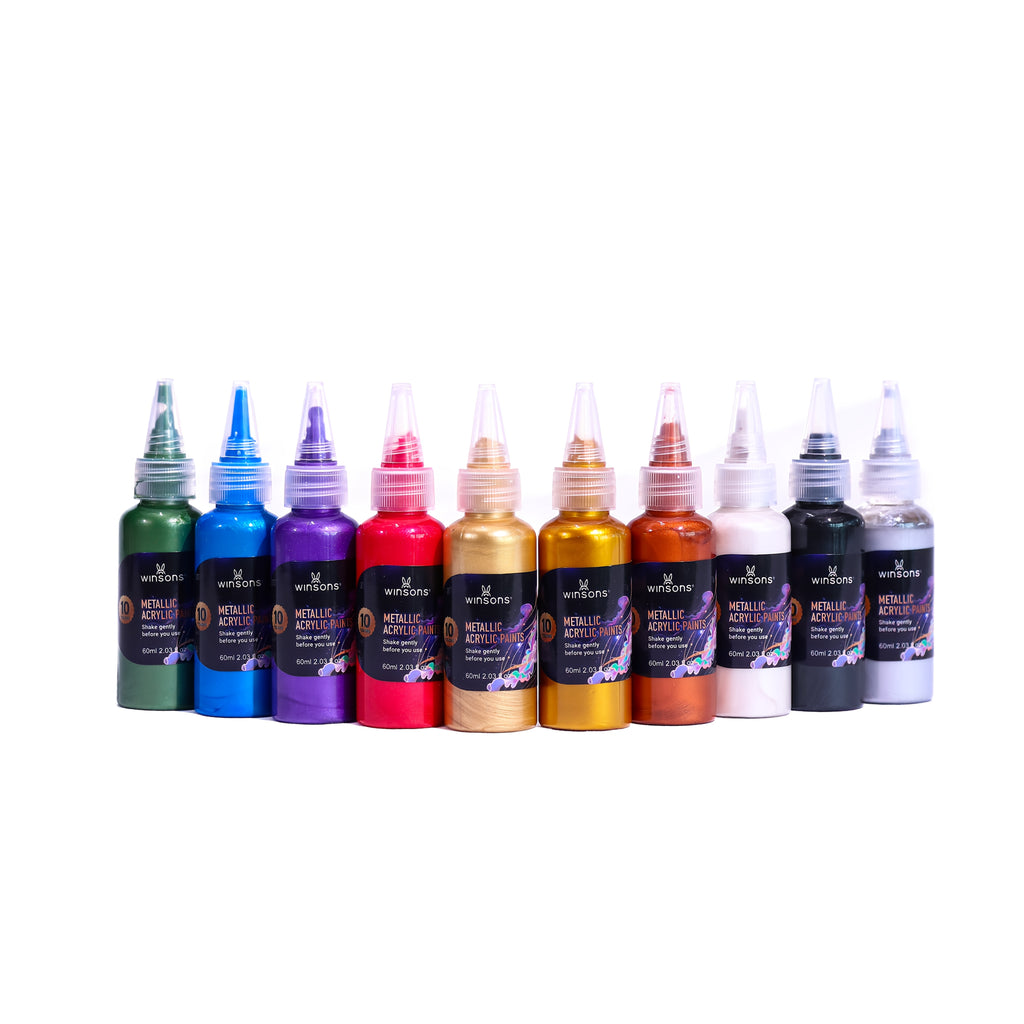 Pearlescent Acrylic Paint Set with Ten-Color Metallic or Upgraded Options, Listed 2.03oz Size for DIY Hand Painting, Decorative Art and Texture Craft Projects