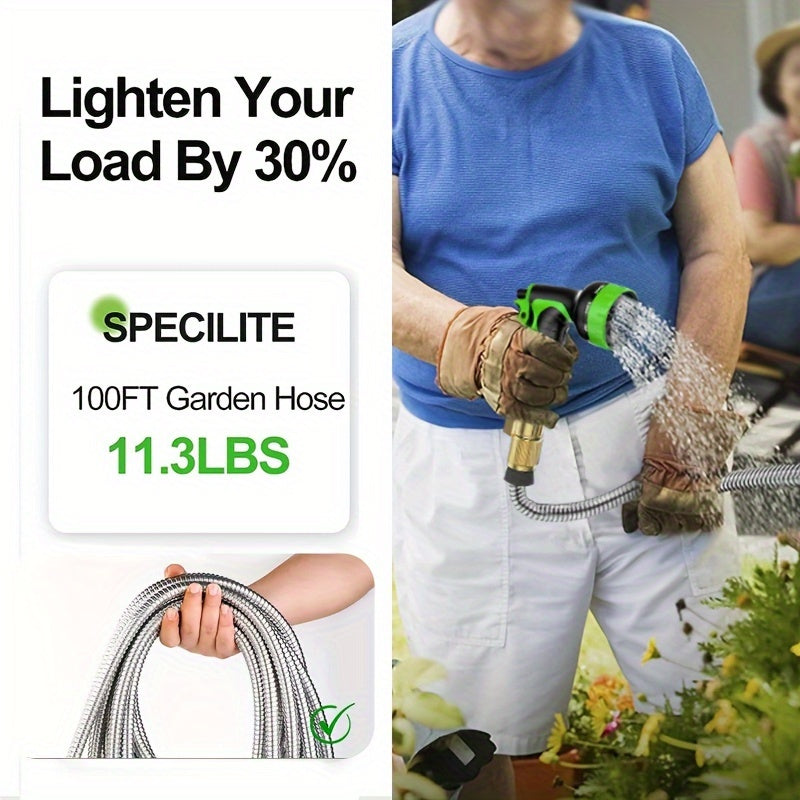 Flexible Garden Watering Hose with 25ft to 150ft Length Labels, Orange or Black Green and Selected Nozzle or Accessory Options for Lawn Care and Car Rinsing