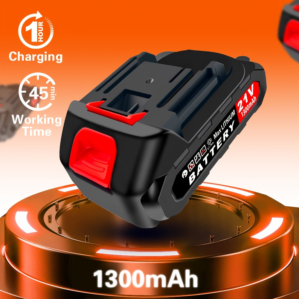 Blue and Orange Cordless Handheld Leaf Blower with Listed 21V Lithium Battery and Extension Tube, One- or Two-Battery Options for Yard and Garden Cleanup