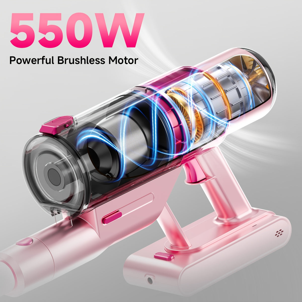 LED Display Cordless Vacuum Cleaner with Anti-Tangle Floor Brush and Detachable Rechargeable Battery for Carpet, Pet Hair, Tile and Hardwood Floors