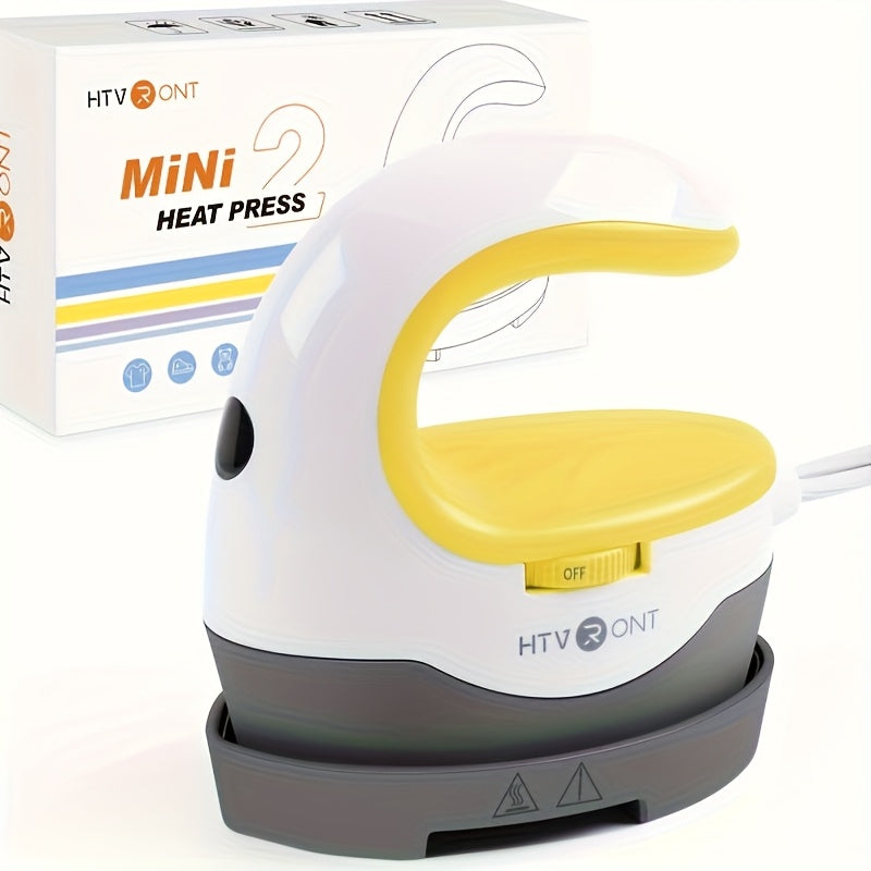 HTVRONT Mini Heat Press in Yellow for Small HTV and Compatible Sublimation Crafts, Three Temperature Settings from 284°F to 356°F with Insulated Base