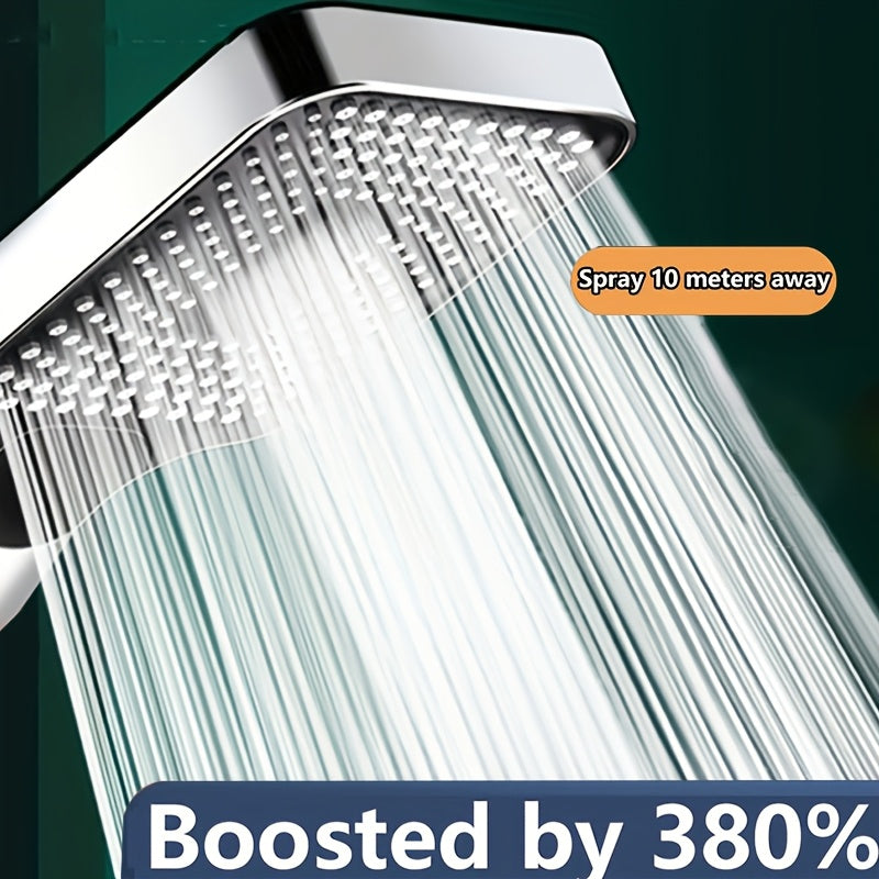 Square Rain-Style Shower Head with Three Water Flow Settings, Silvery Bathroom Shower Nozzle for Compatible Shower and Bathtub Plumbing Setups