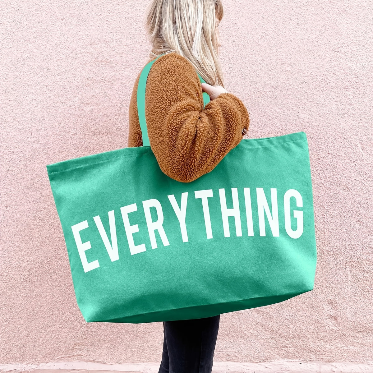 Letter Print Canvas Tote Bag for Women, Large-Capacity Top-Handle Shopping and Commuter Handbag in Multiple Colors for Everyday Errands