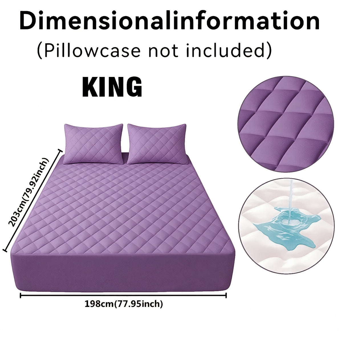 Fitted Mattress Protector with Listed 9–15 Inch Pocket Range, Single Solid-Color Bed Cover in Twin, Full, Queen and King Sizes with Nine Color Labels