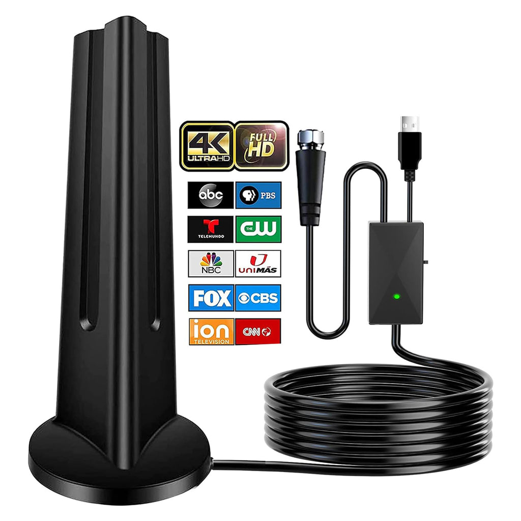 Digital HDTV Antenna with Listed Signal Amplifier and 18-Foot Coaxial Cable, UHF VHF Reception for Compatible Smart and Older TVs and Local Broadcast Viewing