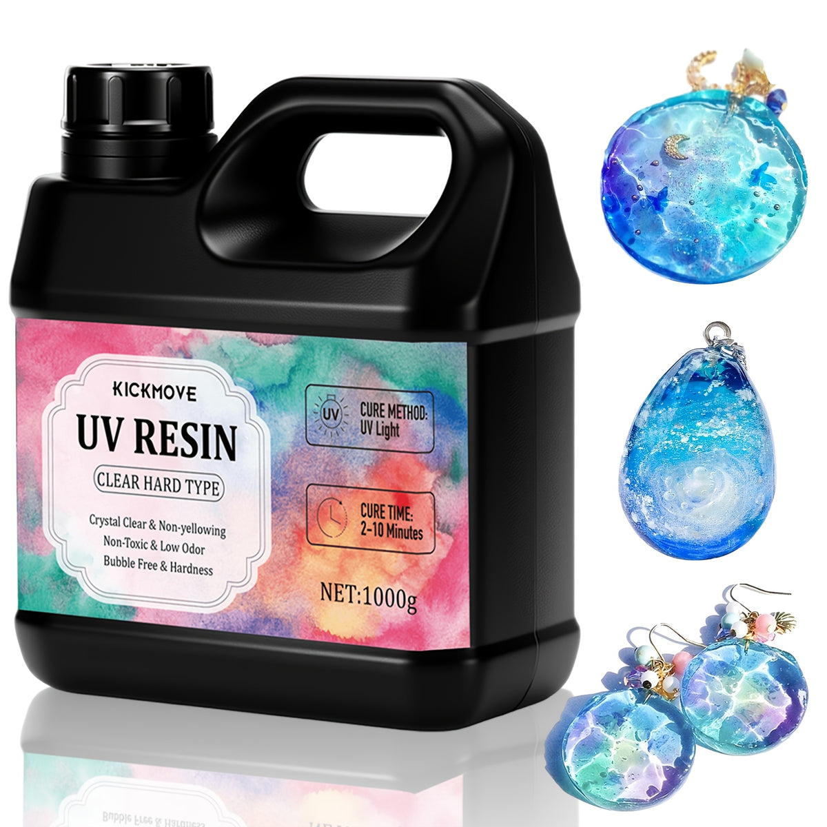Clear UV Curing Resin 1000g, Hard-Type Craft Resin for Jewelry Making, Handmade Charms and DIY Decorative Projects for Creative Hobbyists