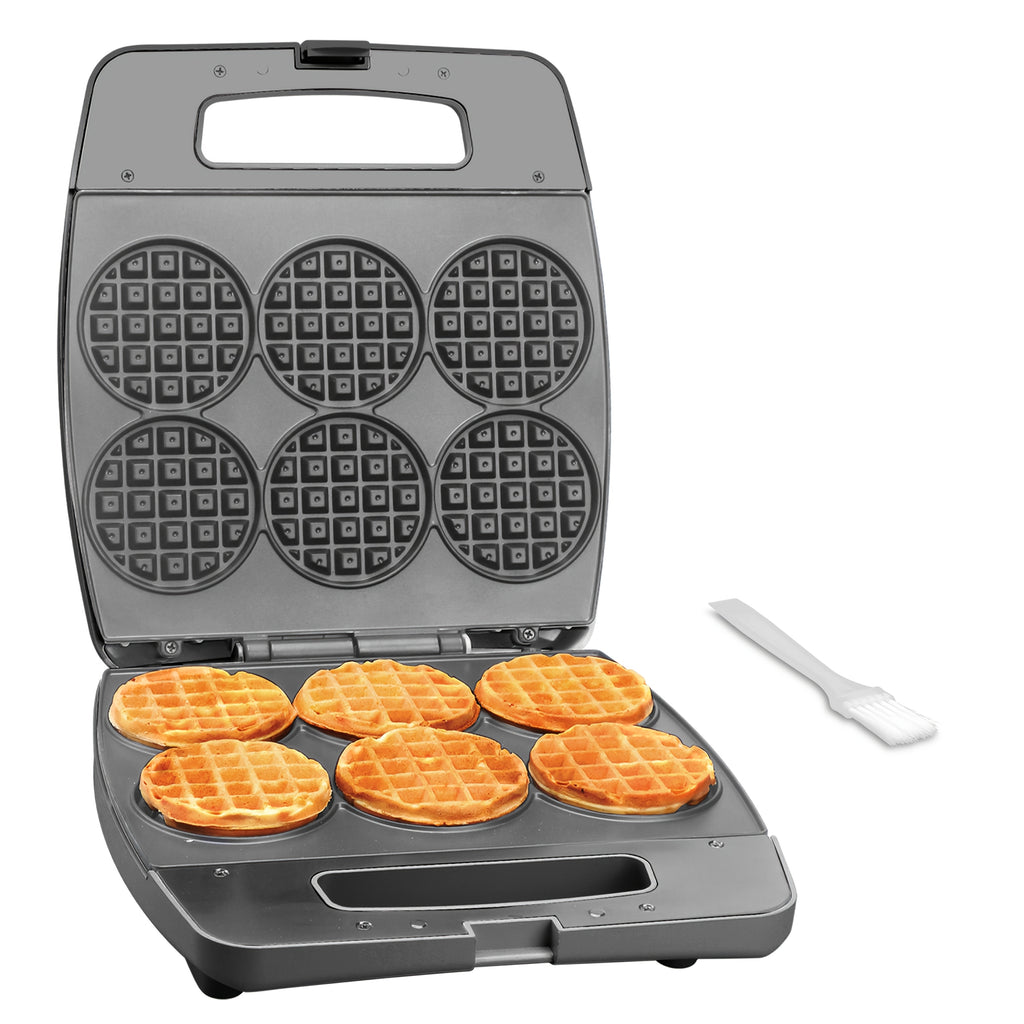 Bite Size Waffle Maker, Mini Belgian Waffle Iron Makes 11 x 2.2 Inch Tiny Waffles, Nonstick Breakfast Machine for Kids and Adults, Aqua Waffle Maker for Kitchen and Desserts