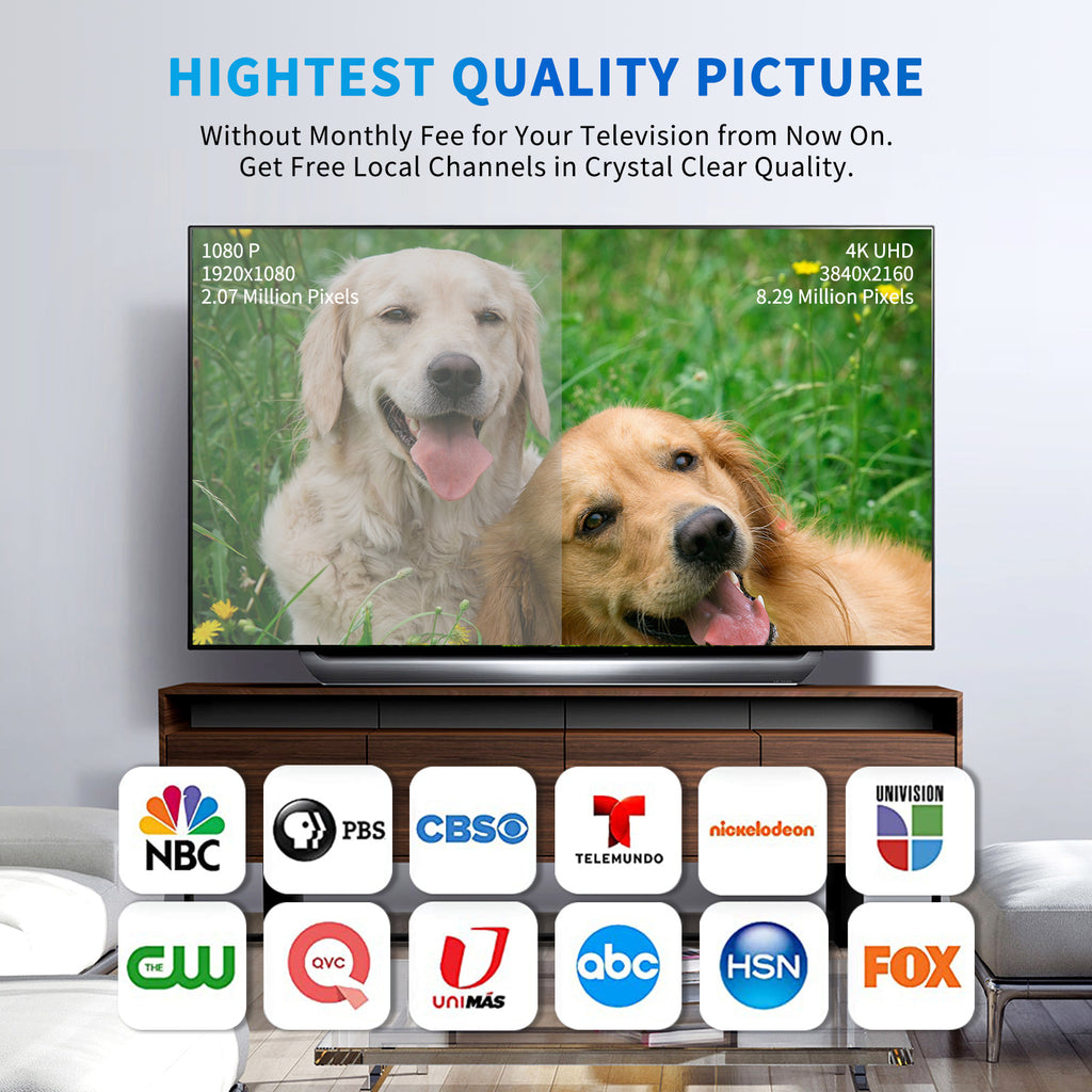 Digital HDTV Antenna with Listed Signal Amplifier and 18-Foot Coaxial Cable, UHF VHF Reception for Compatible Smart and Older TVs and Local Broadcast Viewing
