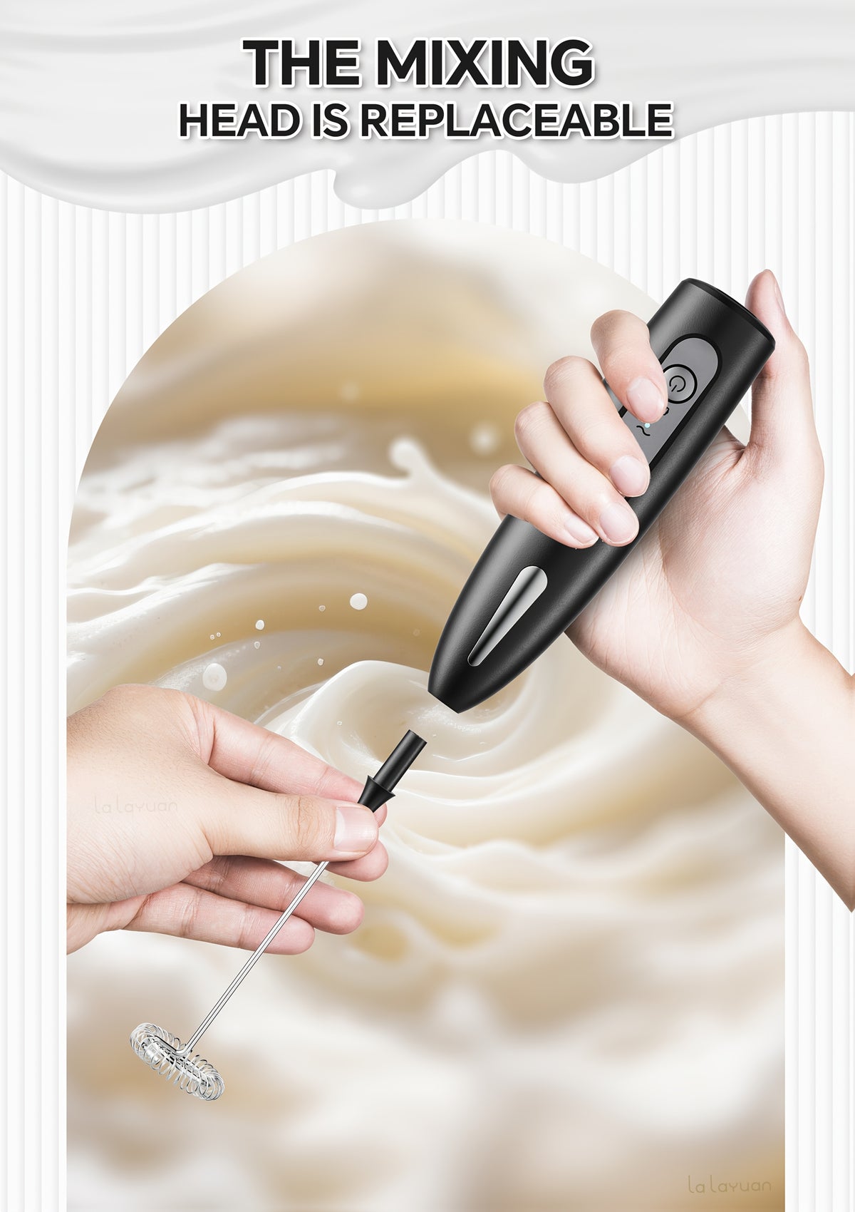 USB Rechargeable Milk Frother with Three Speeds, Handheld Electric Drink Mixer in Four Color Labels with Single Foam Head or Egg and Frother Head Options