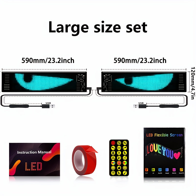 Demon Eye Programmable LED Sign Pair with Listed USB Power, Remote and Mobile App Control, Medium Display Set for Scrolling Text and Event Decorations