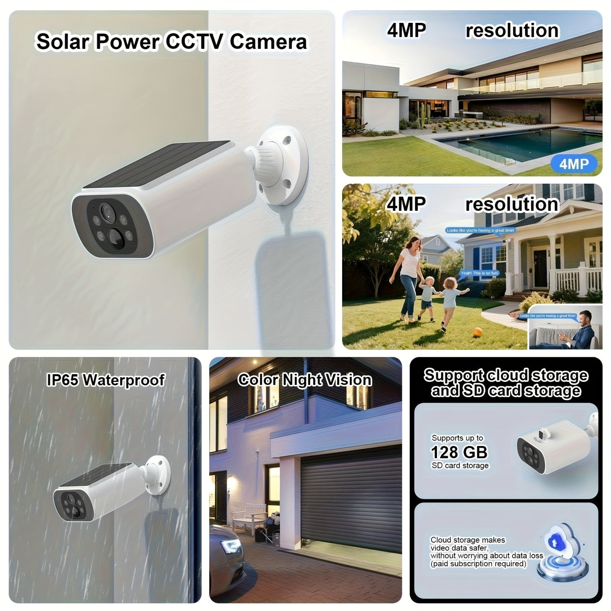 ARCCTV App Outdoor Security Camera with Rechargeable Battery, 2.4GHz WiFi, PIR Motion Alerts and Two-Way Audio, 1Pack, 2Pack, 4Pack or 6pcs Options