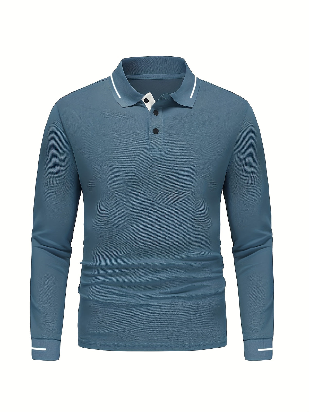 Men's Long Sleeve Polo Shirt, 100% Polyester with Slight Stretch, Regular Fit and Rib-Knit Details for Casual Golf and Spring-Fall Outfits