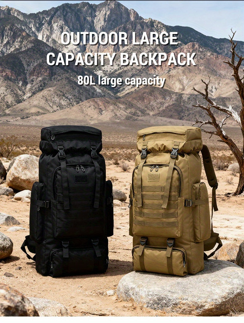 Hiking Backpack with Listed Flag Patch and Large-Capacity Rucksack Design, Seven Solid Color and Camouflage Options for Camping Gear and Outdoor Travel