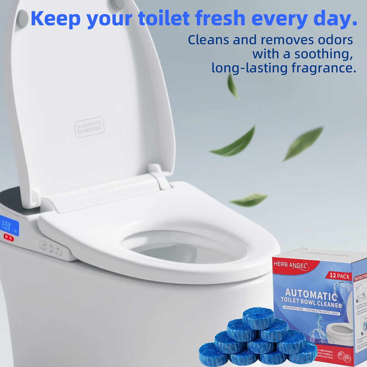 Blue Toilet Cleaning Tablets with Listed Ocean Fragrance, Automatic Toilet Bowl Cleaner Blocks in 24, 32, 48, 64 and 105-Count Options for Bathroom Care