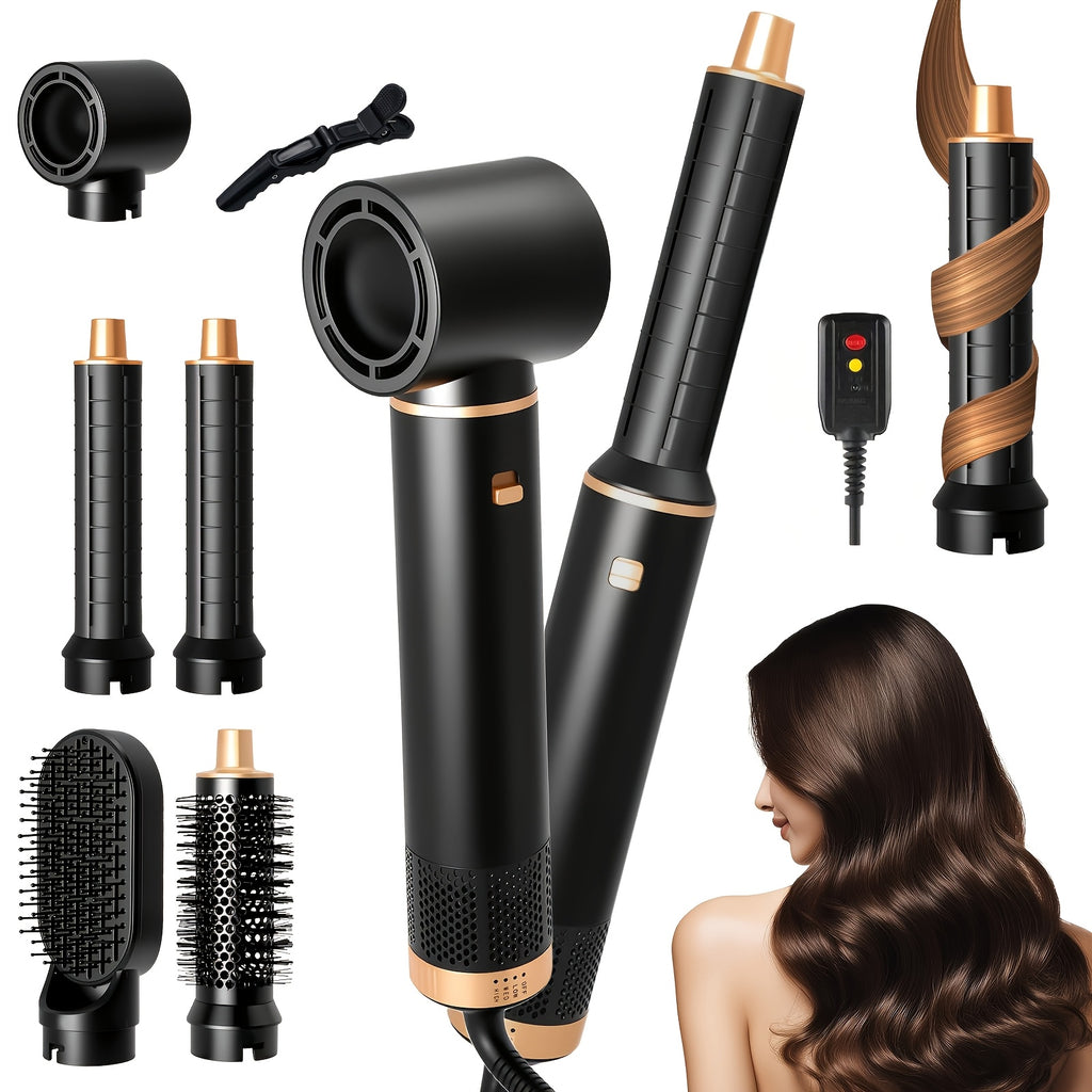 5-in-1 Hot Air Styler with Hair Dryer Brush, Listed Automatic Curling and Straightening Functions, Temperature Control in Black, White or Blue