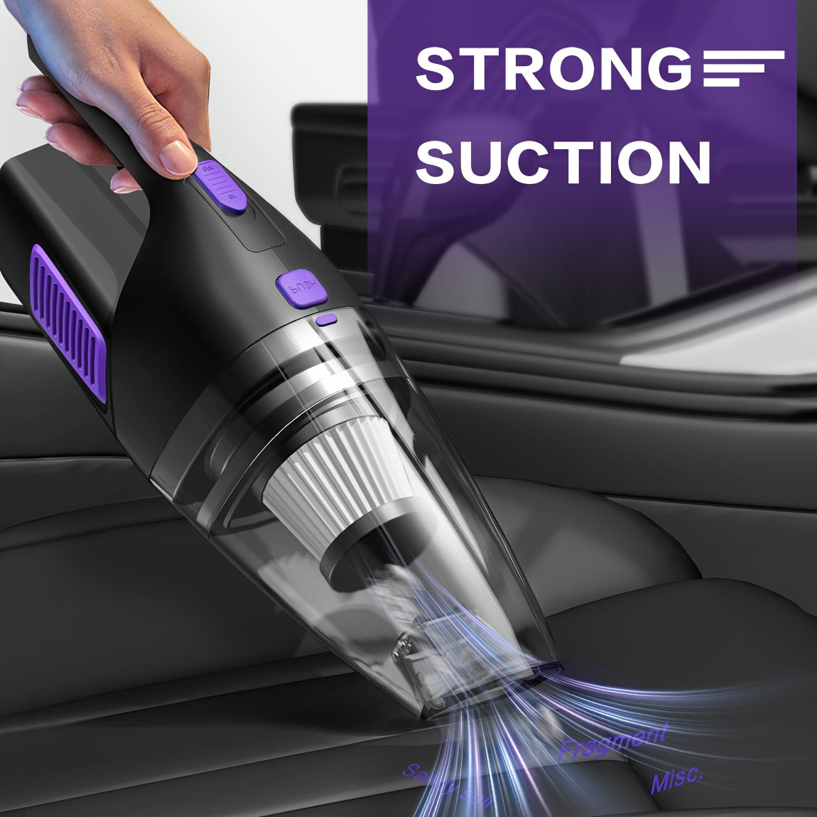 Handheld Car Vacuum Cleaner, 902 Wireless Black or Black Purple Model Options for Home and Office Spot Cleaning, Portable Vacuum for Everyday Cleanup