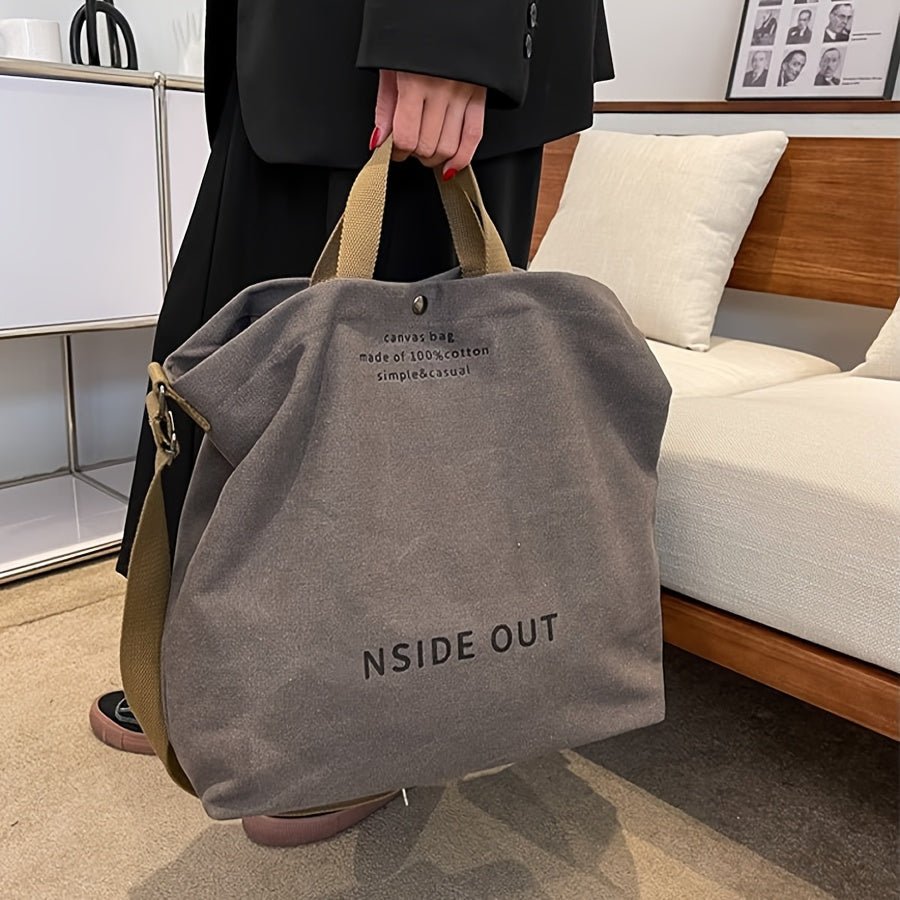Canvas Shoulder Tote for Women, Everyday Handbag in Army Green, Grey, Brown, Khaki or Black for Casual Outfits, Weekend Outings and Wardrobe Coordination