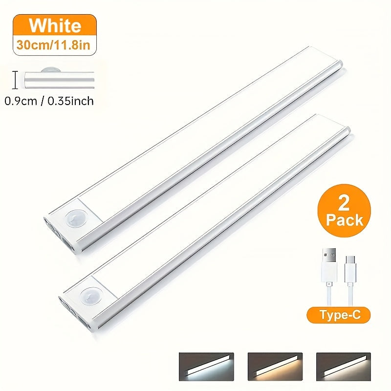 Motion Sensor Under Cabinet Lights with 3 Color Temperatures, USB-C Rechargeable Magnetic LED Bars in 20, 30 or 40cm and 1, 2 or 4-Pack Options