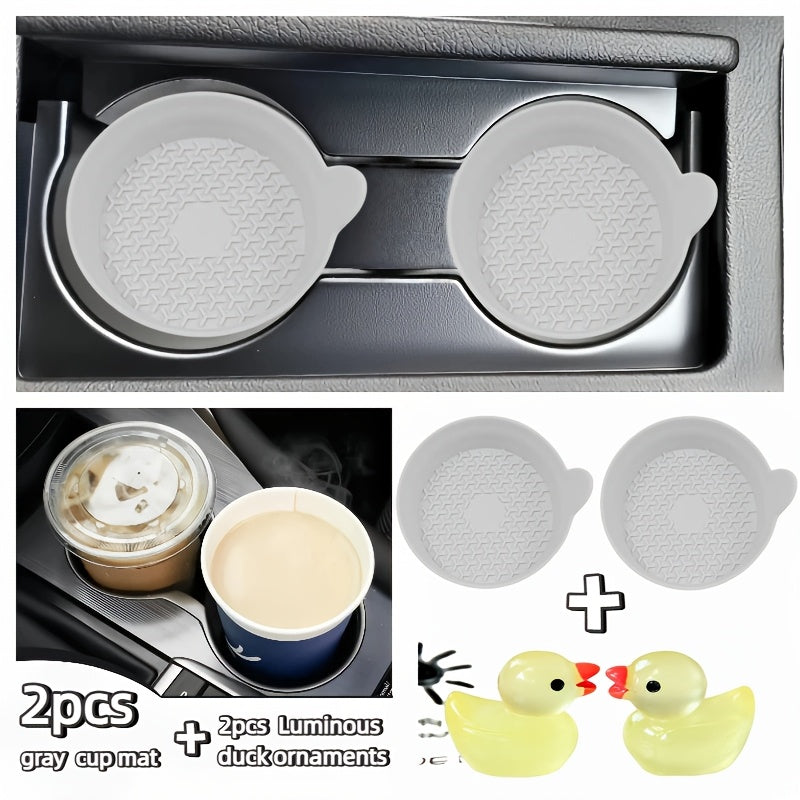 Silicone Car Cup Holder Coasters in Two- or Four-Piece Options, Anti-Slip Cup Mats with Multiple Colors and Selected Glow-in-the-Dark Accessory Bundles