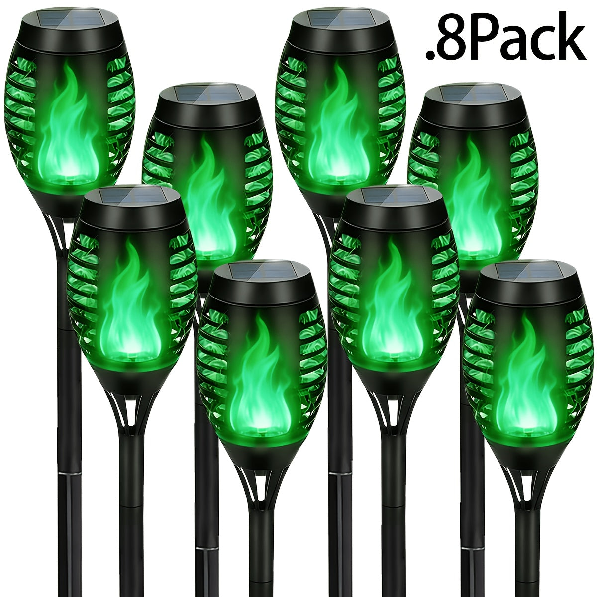 Solar Torch Lights with Flickering Flame Effect, 8 or 12 Pack Ground-Mounted Decorative Garden Lamps with Color Options for Outdoor Parties and Halloween Displays