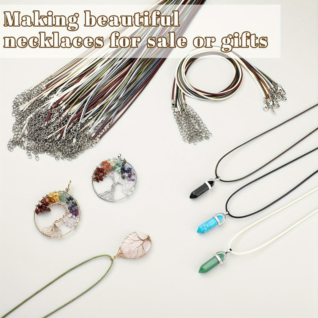 Waxed Necklace Cords with Clasps, 100-Piece Bulk Pack with Listed 20-Inch Length for DIY Pendant Necklaces, Charm Jewelry and Handmade Craft Gifts