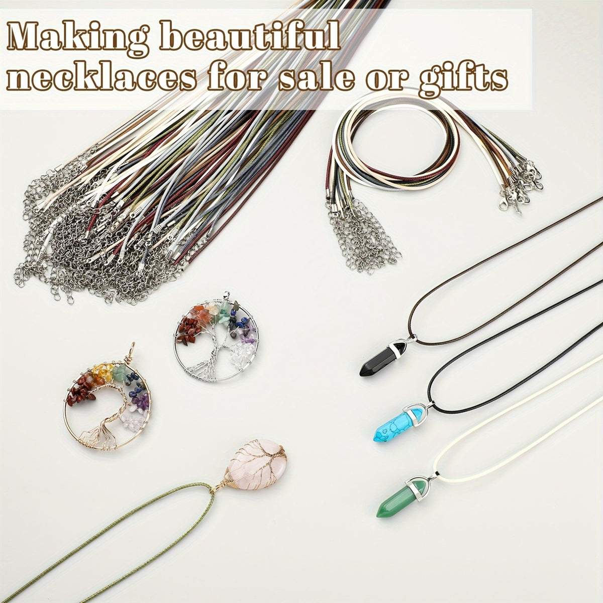 Waxed Necklace Cords with Clasps, 100-Piece Bulk Pack with Listed 20-Inch Length for DIY Pendant Necklaces, Charm Jewelry and Handmade Craft Gifts