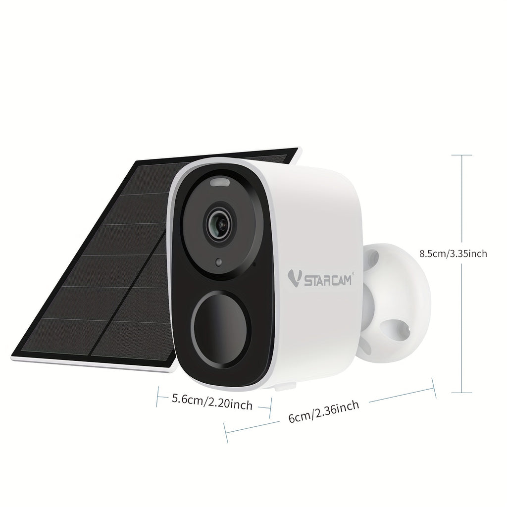 CB54TZ Solar Security Camera with 3MP 1296P Video, 2.4GHz WiFi, 5000mAh Battery, Color Night Vision, PIR Alerts, Siren and Two-Way Audio in Black or White