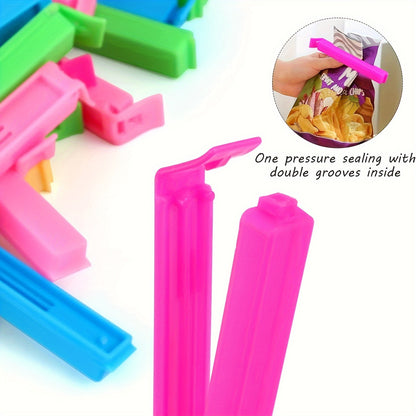 Reusable Plastic Food Bag Clips in Random Colors, 10, 20 or 30 Piece Packs for Compatible Snack Packages, Pantry Storage and Everyday Kitchen Organization