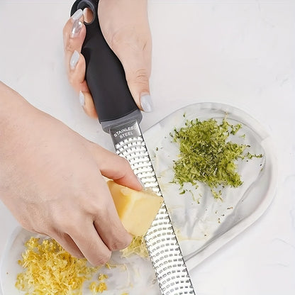 Manual Stainless Steel Zester Grater for Lemon, Cheese, Ginger and Garlic, Single Kitchen Prep Tool in Yellow, Red or Black for Everyday Home Cooking