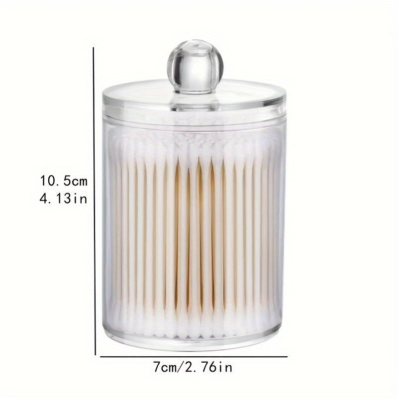 Transparent Swab Storage Holder, Clear Bathroom Canister for Makeup Swabs and Compatible Small Vanity Supplies with Toothpick Storage Reference for Home Organization