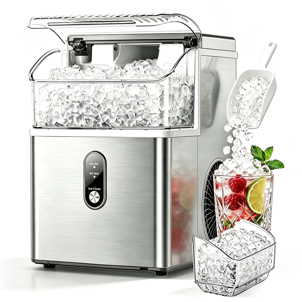 Self-Cleaning Countertop Ice Machine for Home and Kitchen, Nugget or Bullet Ice Model Options with Listed 35lb or 26lb Output for Everyday Drinks